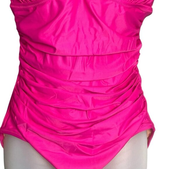 J.Crew Women’s Ruched V Neck One Piece Swimsuit Radiant Fuchsia BC116 Size 2 NEW - Picture 4 of 15